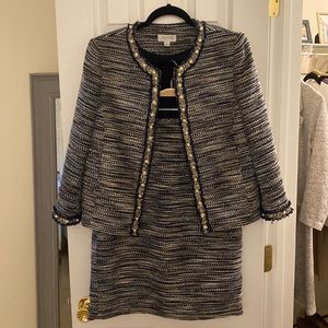 Tahari ASL Multi-Blue Sparkle Tweed Skirt Suit